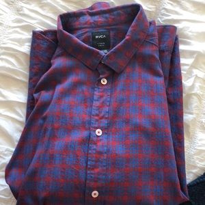 RVCA large slim fit blue and red flannel